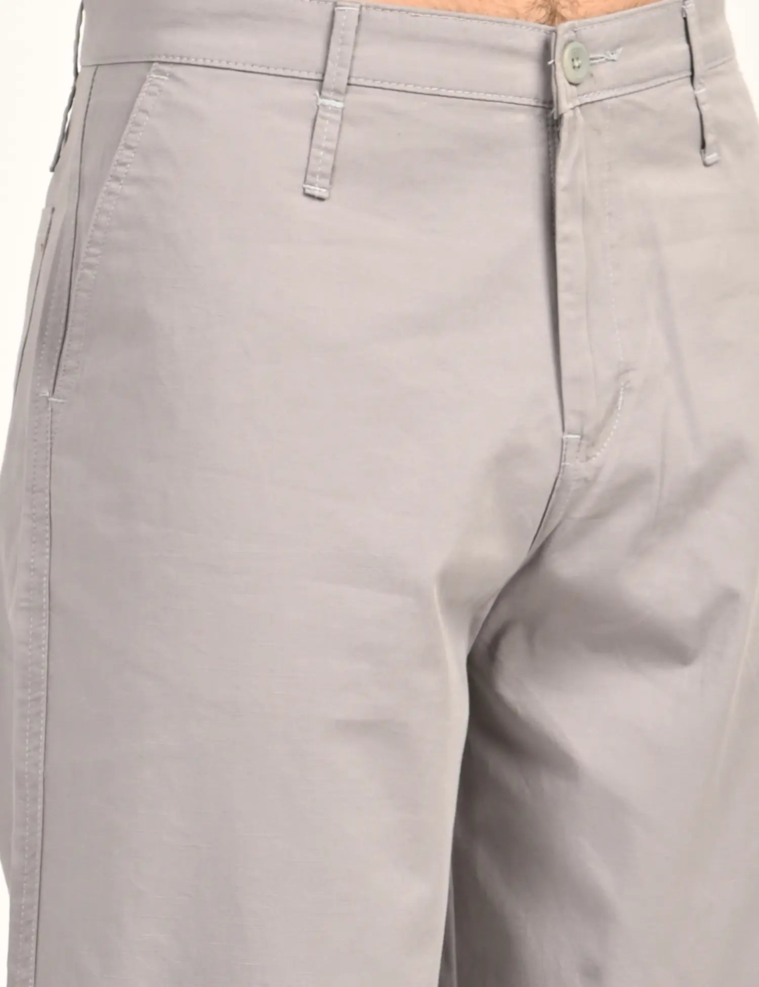Men’s Relaxed Fit Straight Crop Cotton Pants-Light Grey
